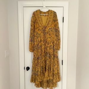 Free People Cassis Printed Chiffon Dress